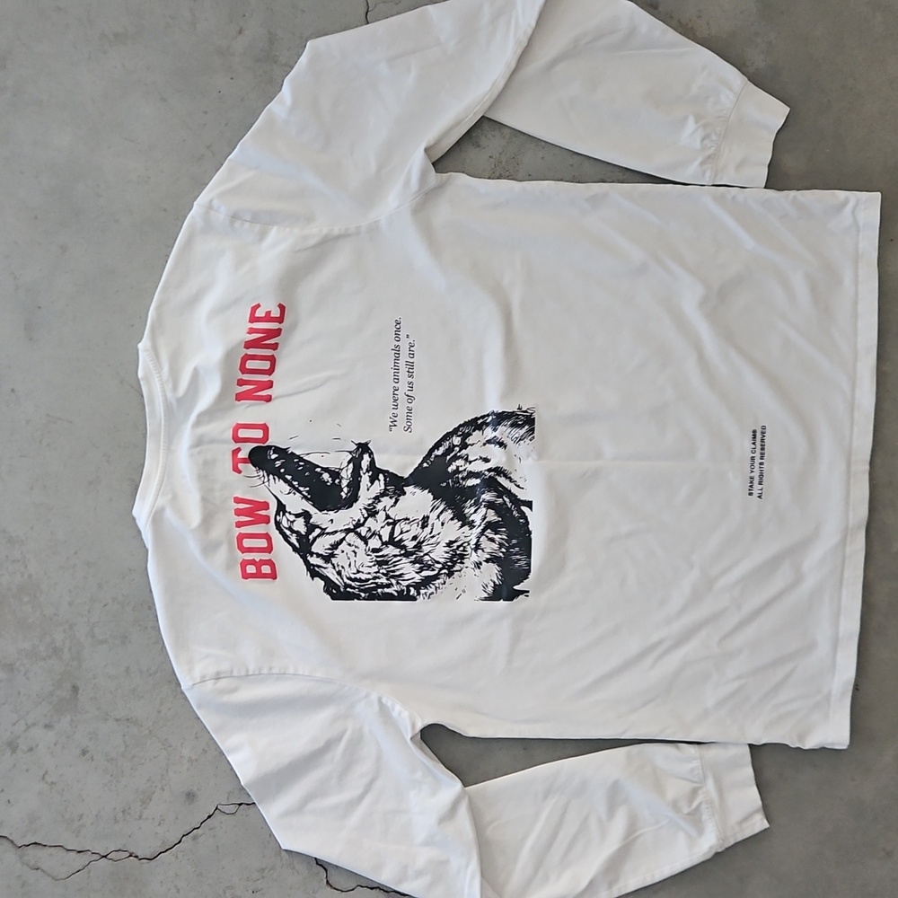 White Long Sleeve Men's Shirt Stske Your Claim Repect All Wolf
